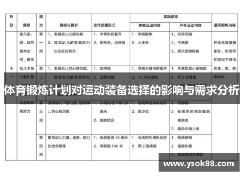 体育锻炼计划对运动装备选择的影响与需求分析